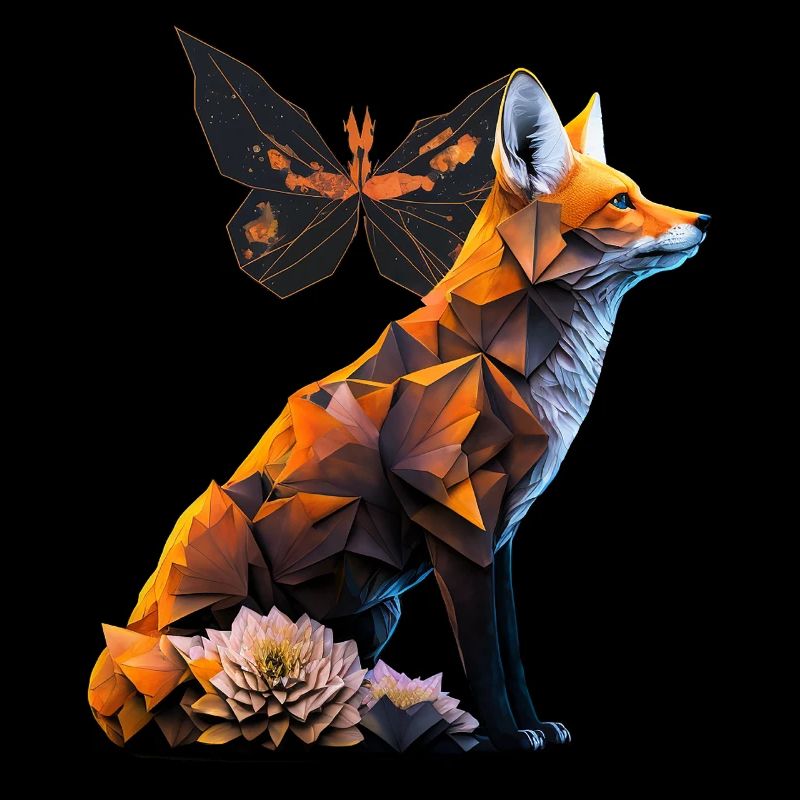 Fuchs Schmetterling Polygon Kunst Geschenk Tier