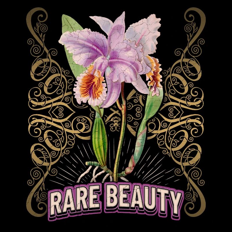 Vintage orchid botanical illustration saying