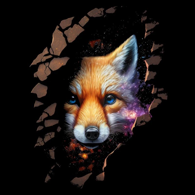Fuchs Wand Galaxy Sterne Geschenk Tier Blaue Augen