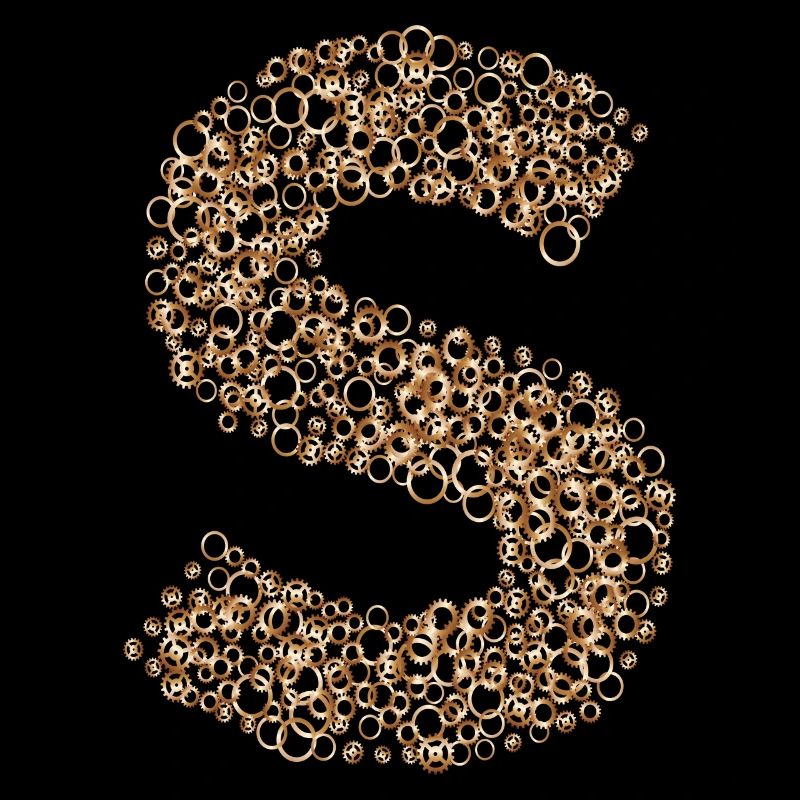 Design steampunk Letter S composé de rouages et de lavage