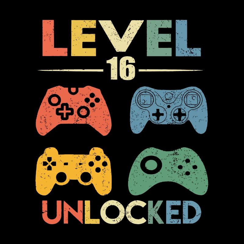 Level 16 Freigeschaltet 16. Videospieler Geburtstagskind