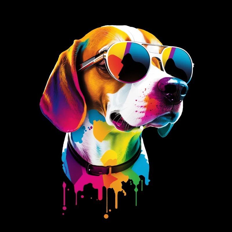 Bunte Beagle mit Sonnenbrille