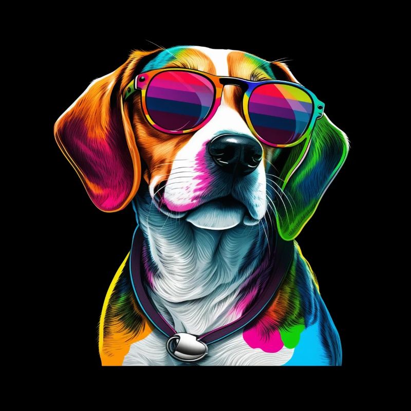 Bunte Beagle mit Sonnenbrille