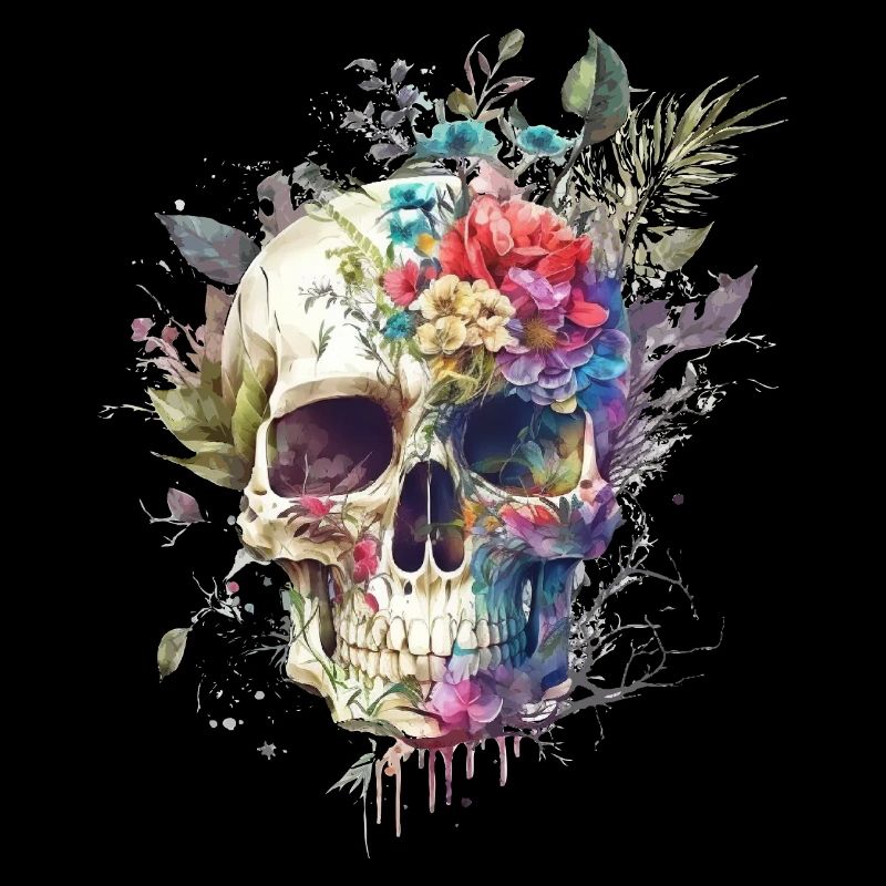 Crâne avec des fleurs