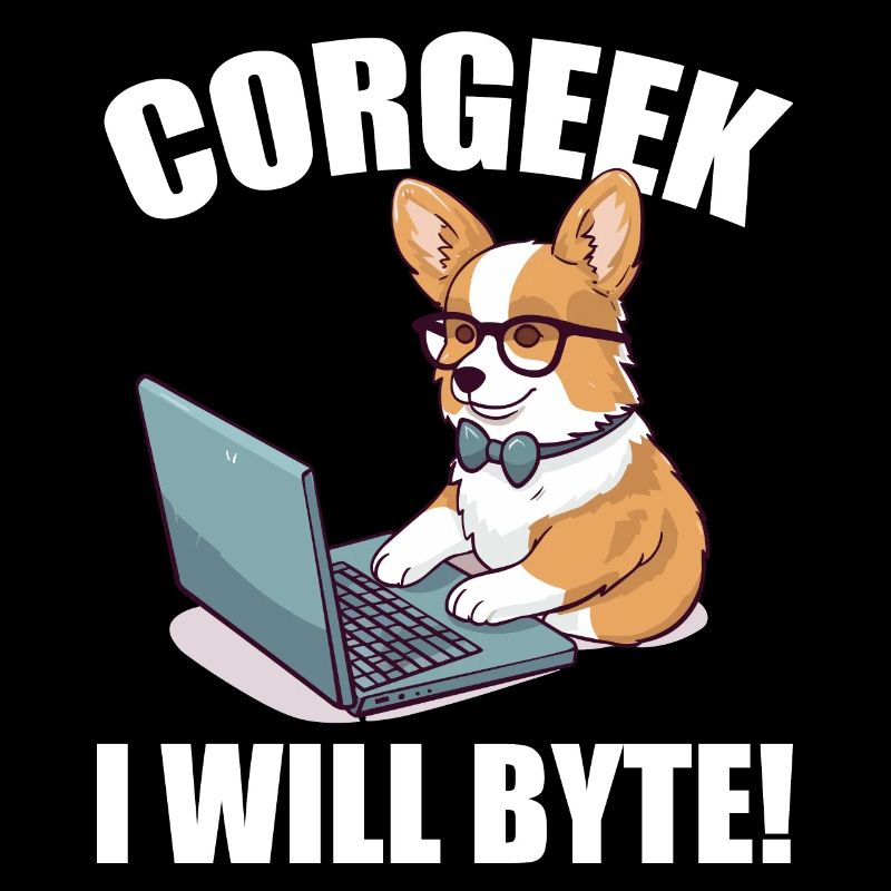Corgi avec des lunettes I Will Byte ordinateur geek Corgeek