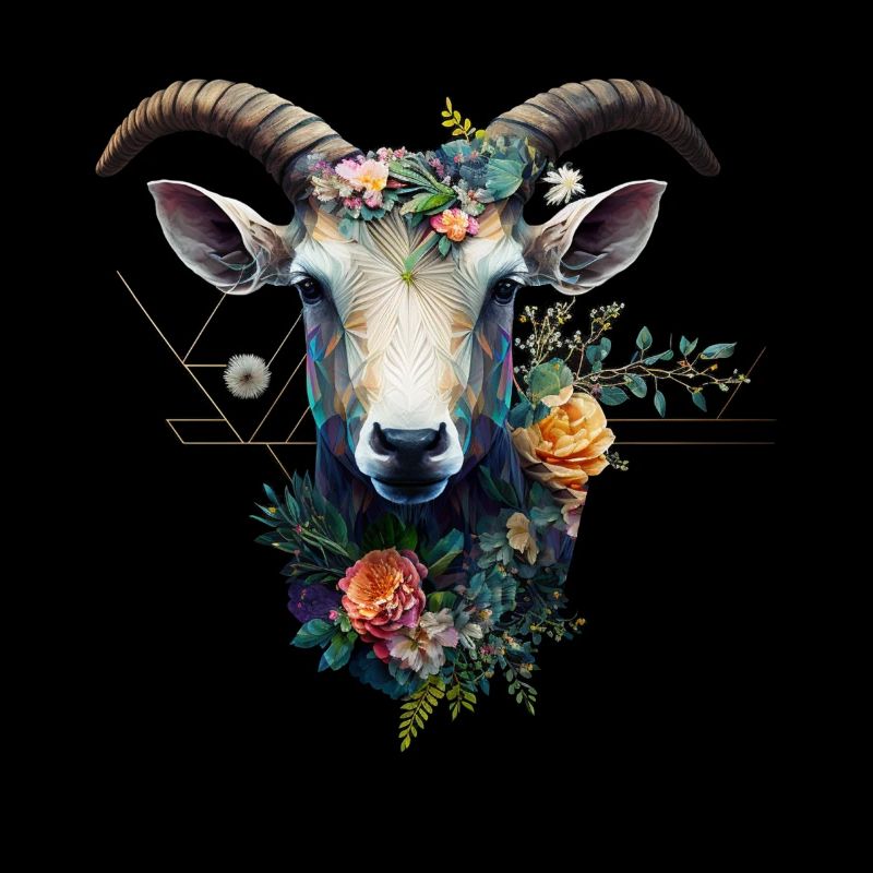 Ziege Blumen Kunst Geschenk Goat Tier Bauernhof