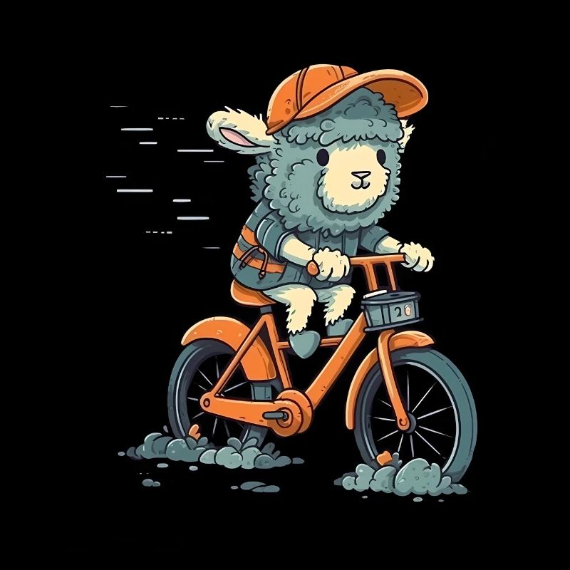 Sheep on bicycle
