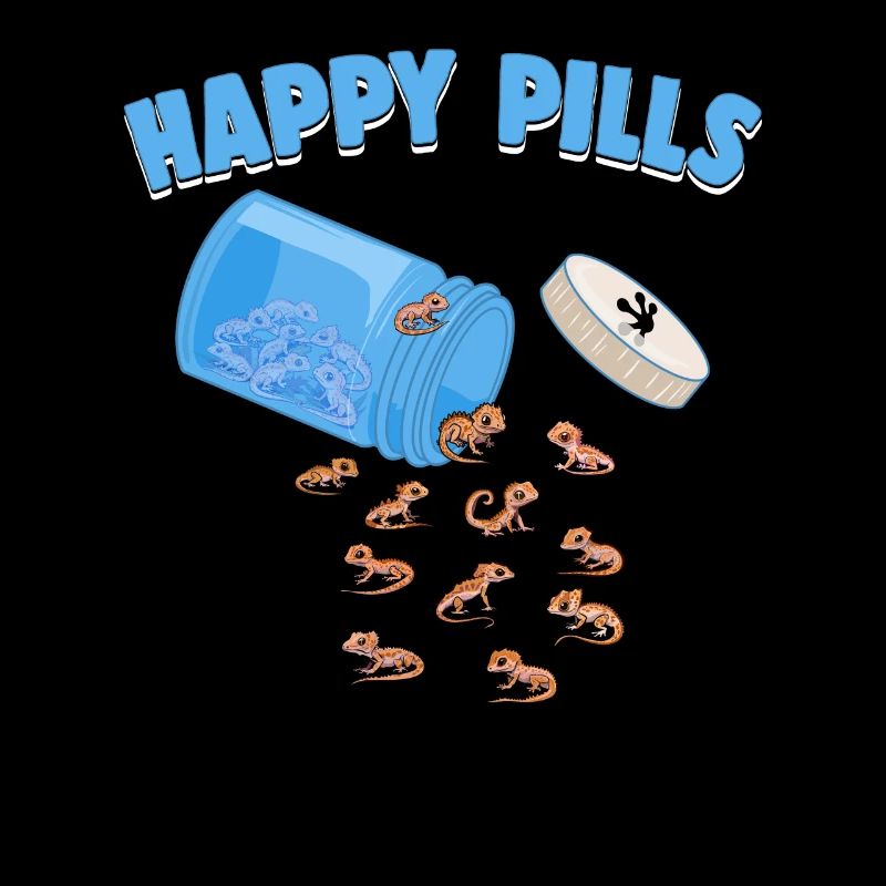 Happy Pills Lizards Funny Crested Gecko Lovers Pun