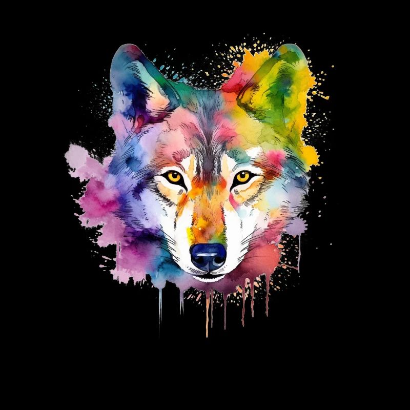 Wolf Splash Art Animal Face Wolf Lover Aquarelle
