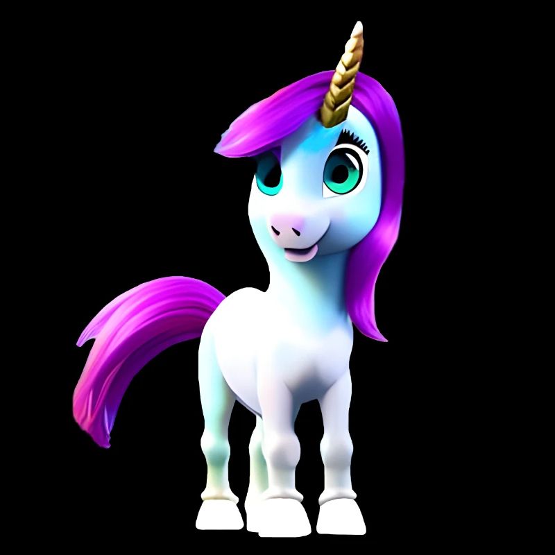 Licorne bleue à queue violette