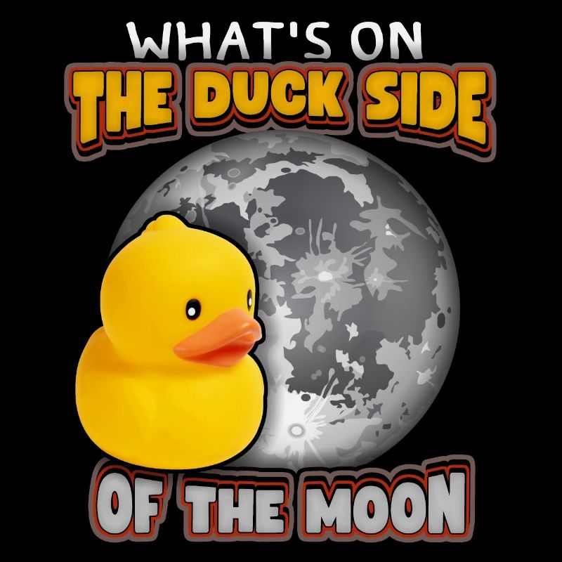 Canard comique, canard en caoutchouc drôle de dicton avec la lune