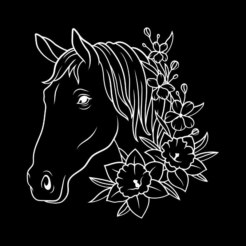 Cheval avec des fleurs