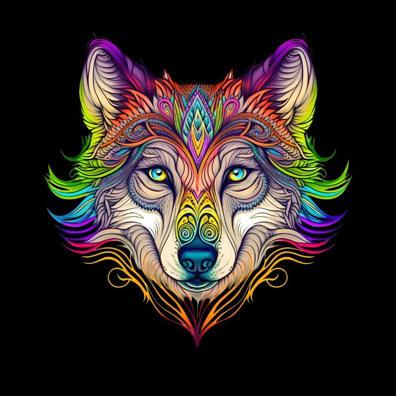 Rainbow Ghost Wolf Portrait