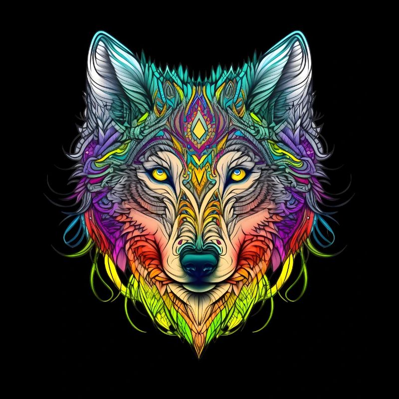 Rainbow Ghost Wolf Portrait