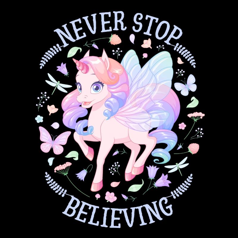 Unicorn Mädchen, Kawaii Einhorn und Schmetterlinge