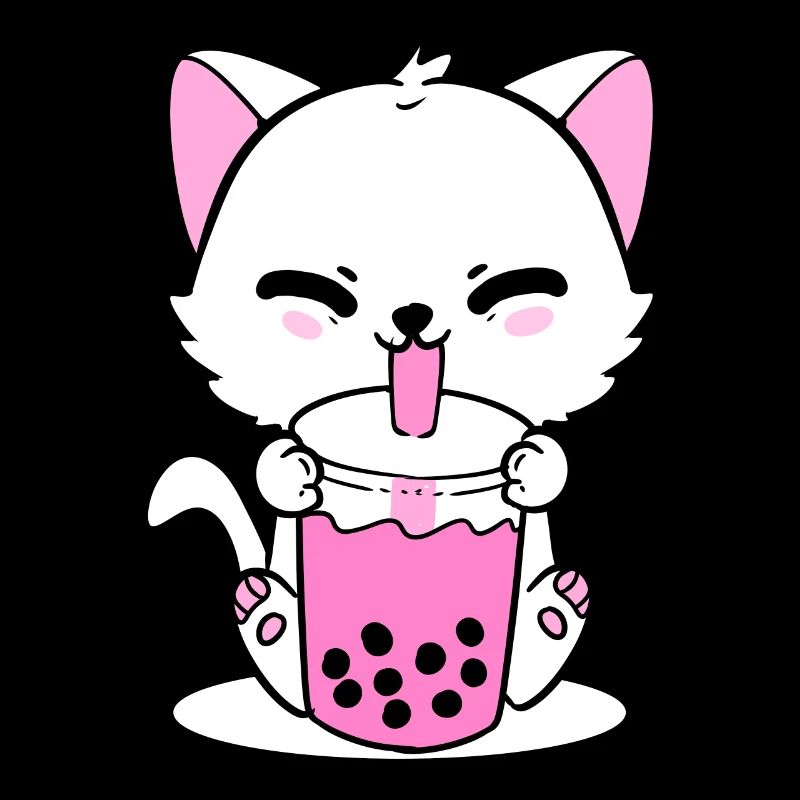Cat Drinking Boba Cat Lover