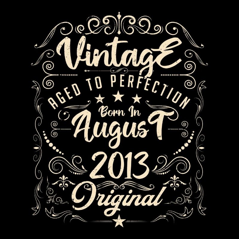 Vintage born in August 2013. Birthday August 2013
