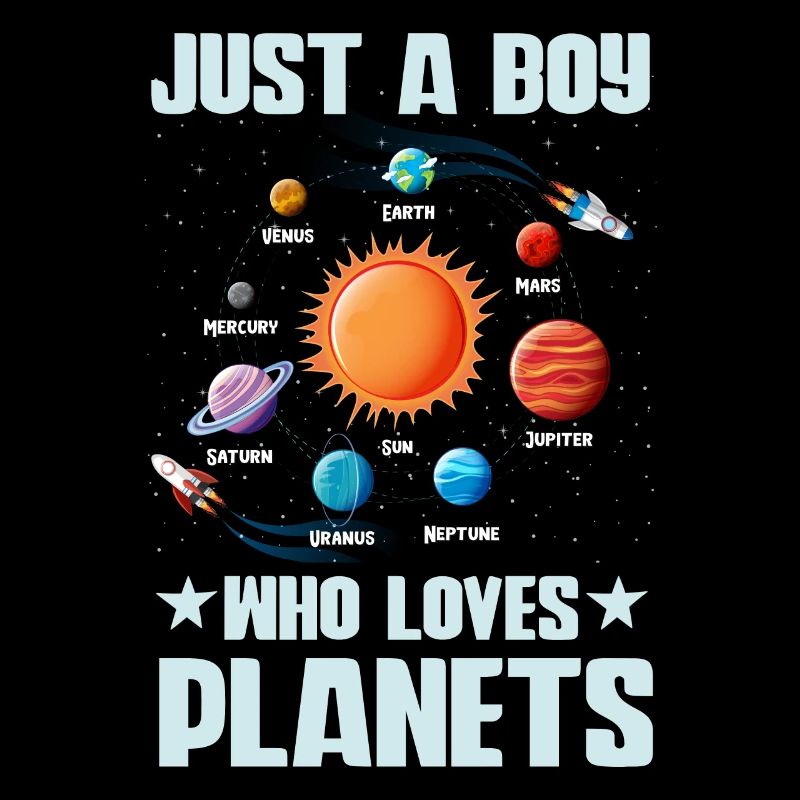 Nur ein Junge, der das Sonnensystem der Planeten liebt