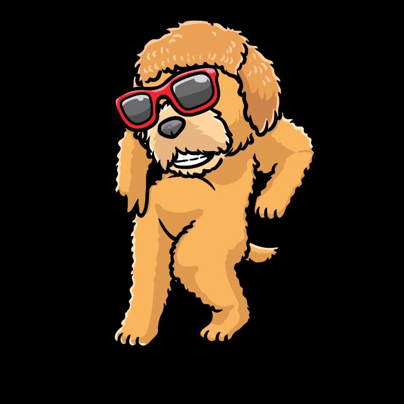 Chien Goldendoodle dansant avec des lunettes de soleil
