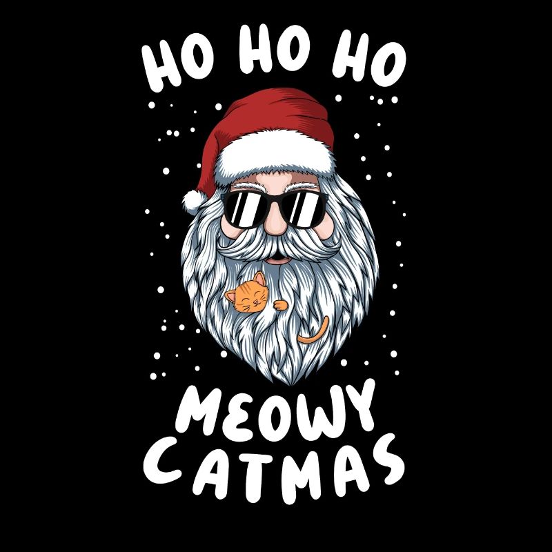 Weihnachtsmann mit Katze im Bart
