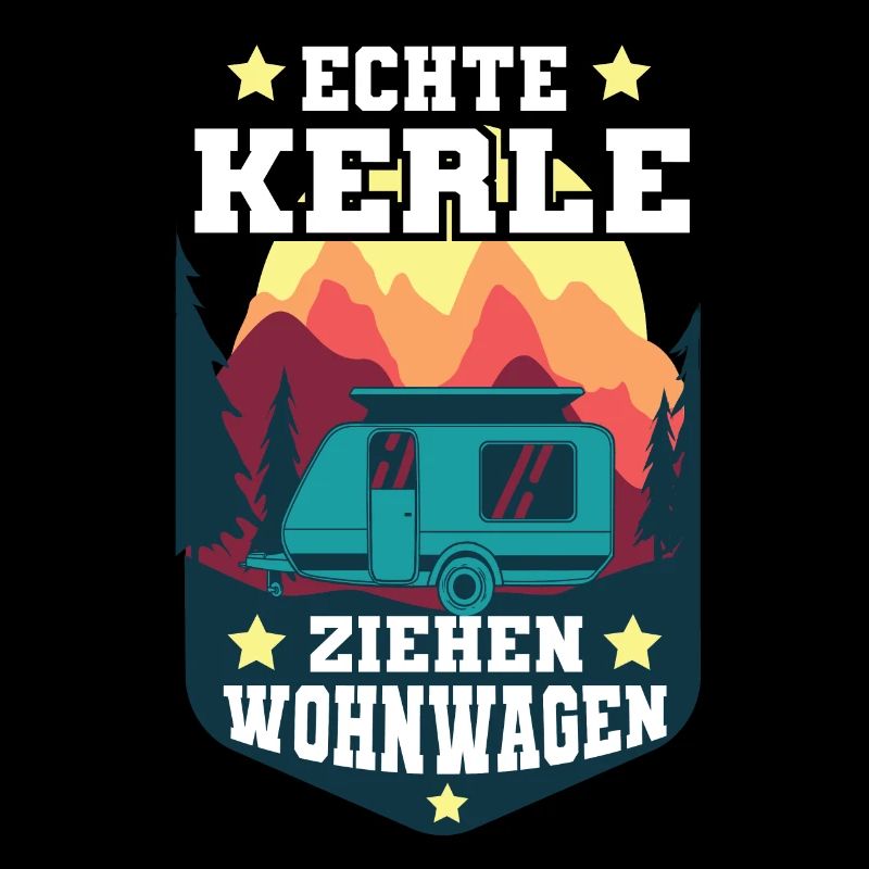 Camping Echte Kerle Ziehen Wohnwagen Wohnmobil