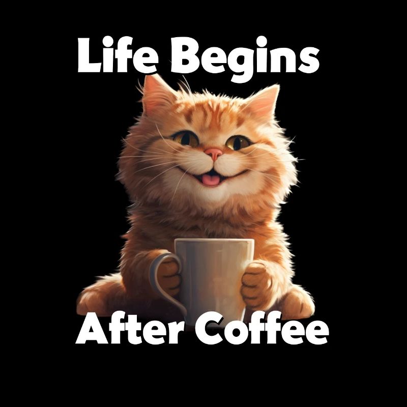 La vie commence après Coffe chat mignon