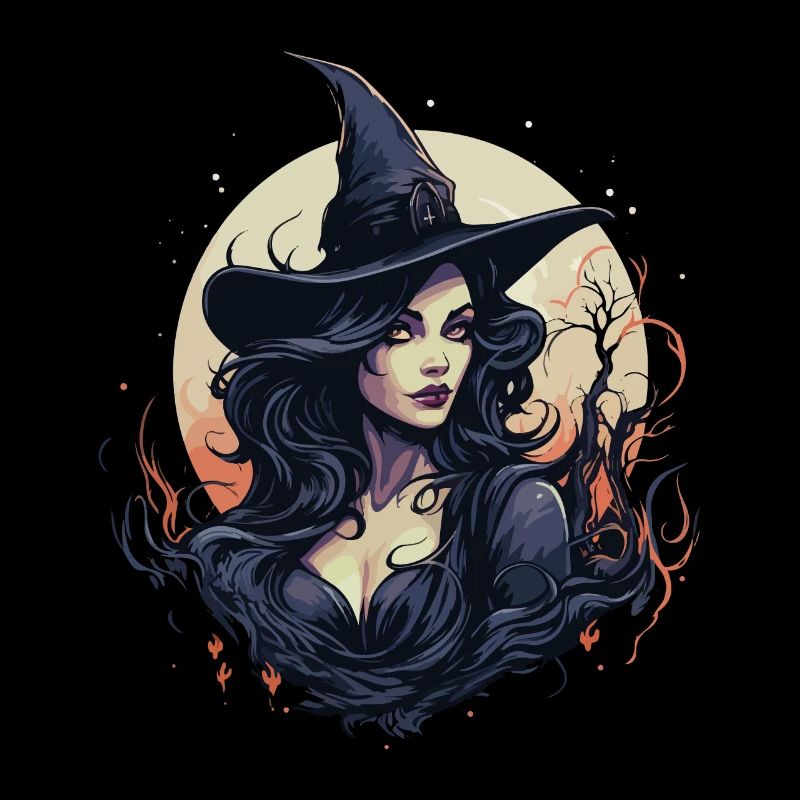 Sorcière élégante au clair de lune: Halloween avec magie
