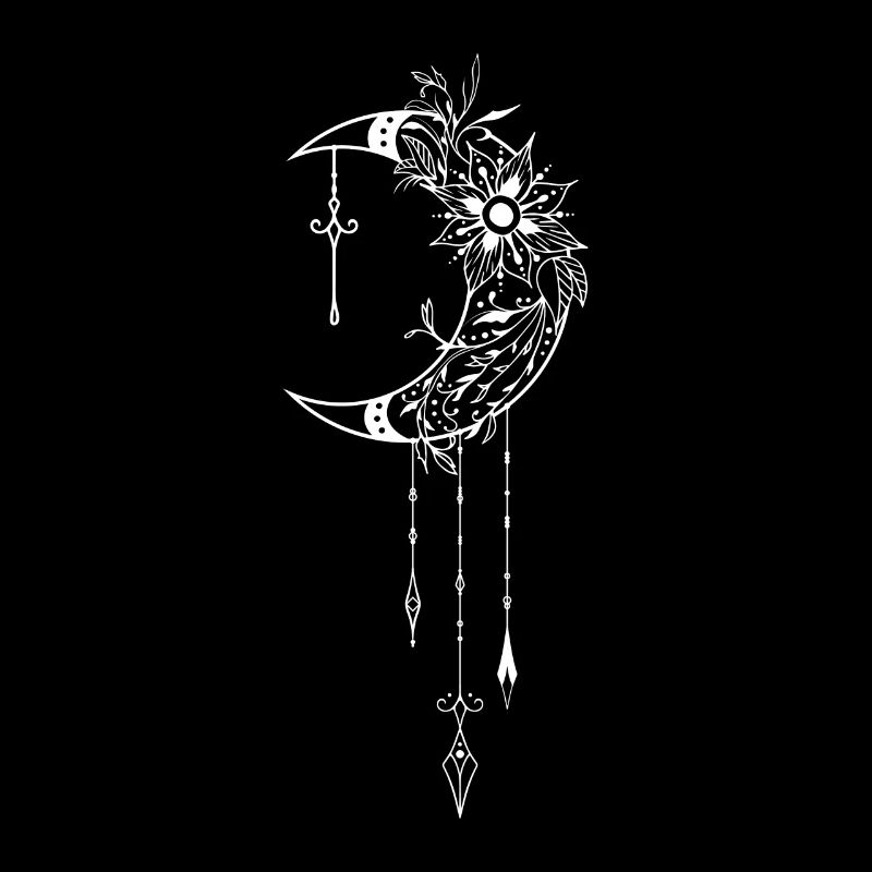 Wicca & Pagan: Mystical design with crescent moon