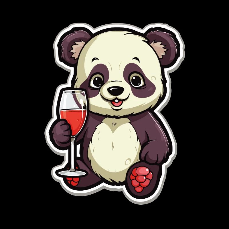 Panda bear with wine glass