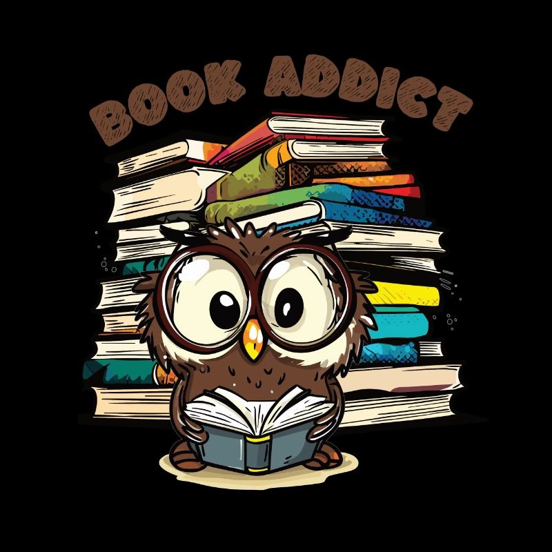 Eule liest Bücher - Book Addict