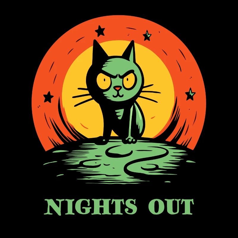 Nachts draußen, eine Katze