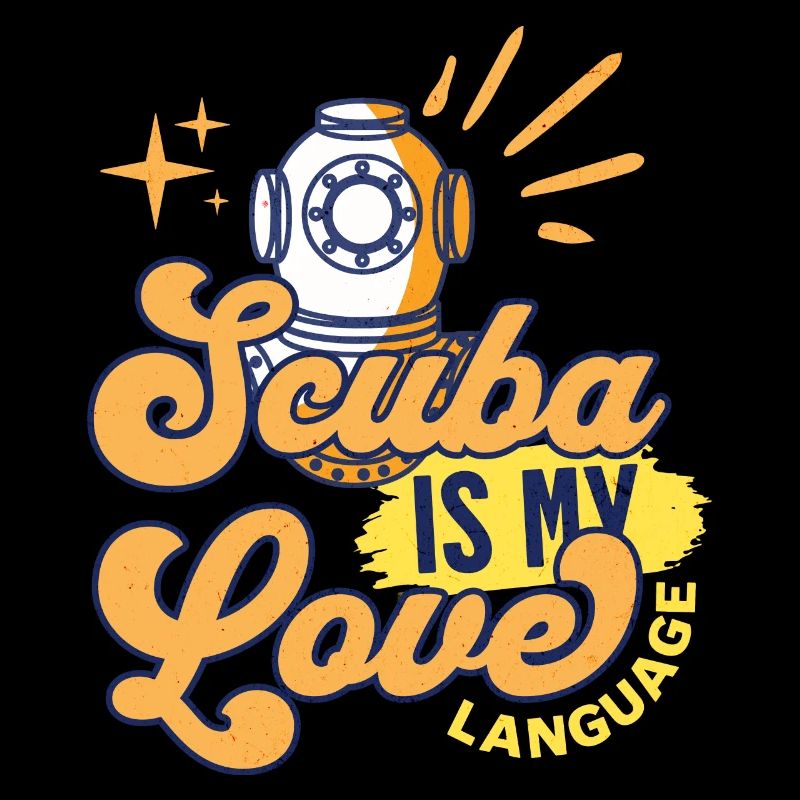 Scuba is my Love Language Plongée Océan Bleu Jaune