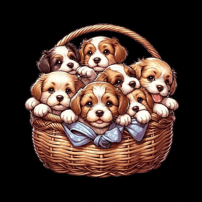 Panier avec chiots
