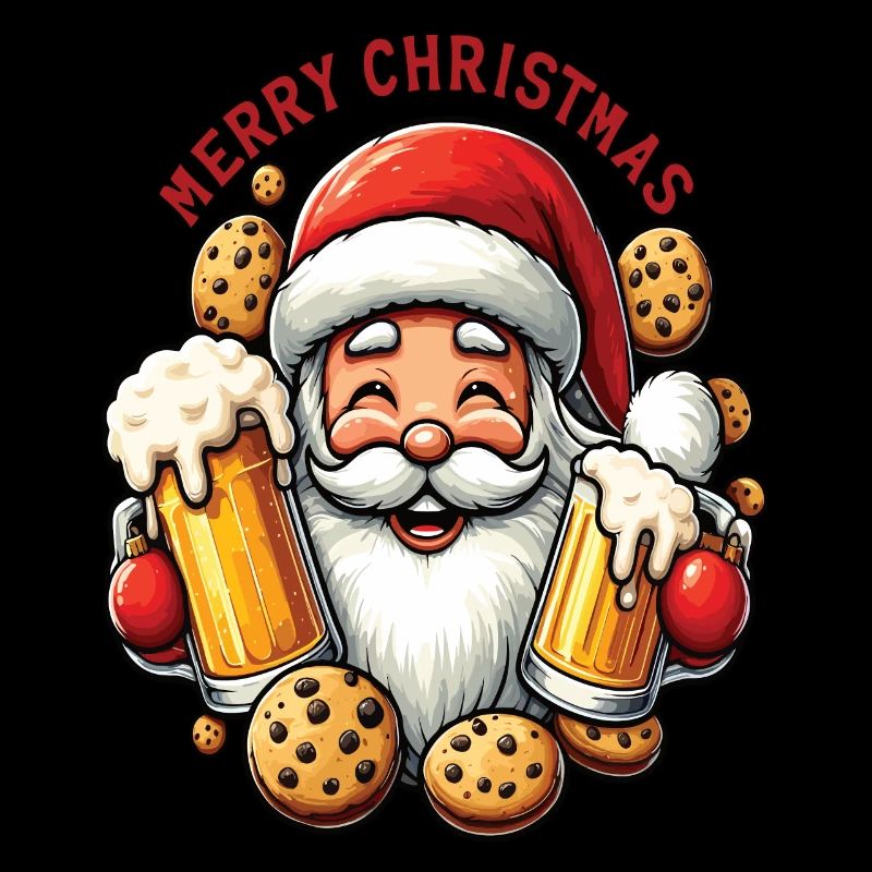 Weihnachtsmann mit Bier und Keksen