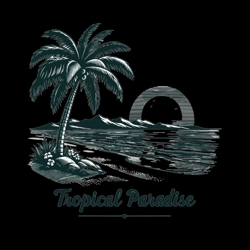 Tranquil beach setting with palm tree
