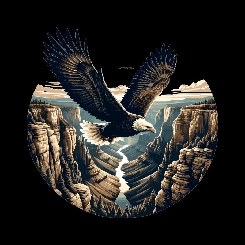Eagle soars over canyon