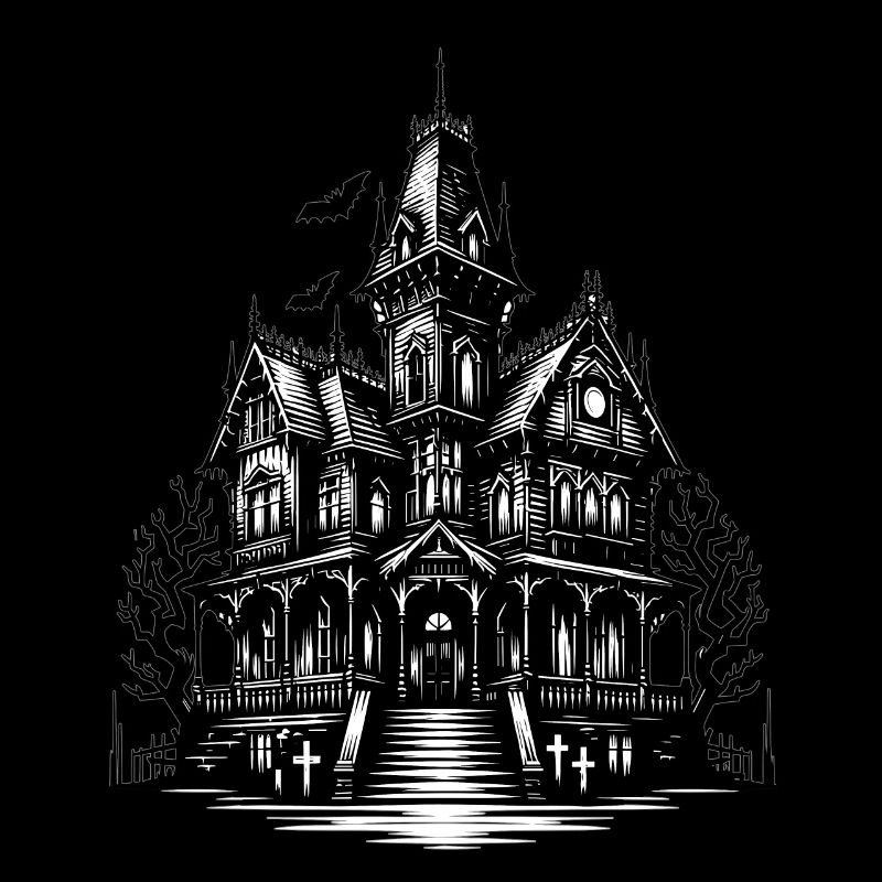 Représentation gothique d’une maison hantée