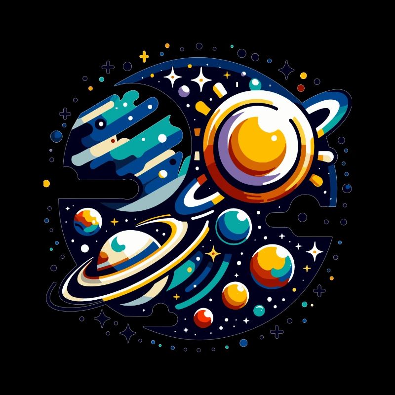 Space design with planets and stars