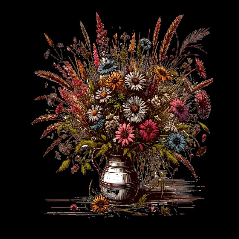 Wilde Blumen in Rustikaler Vase
