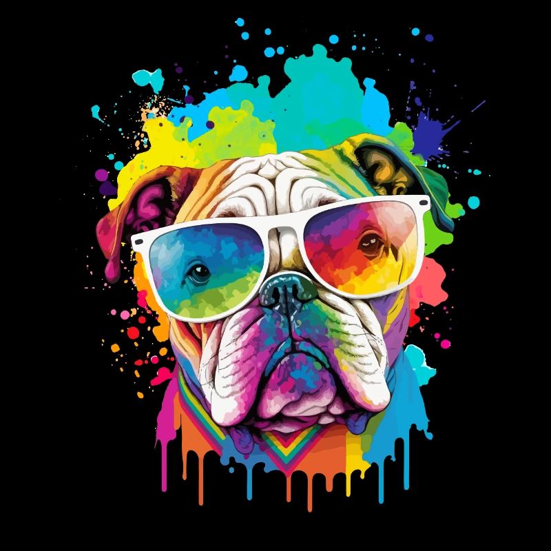Tête de bouledogue colorée