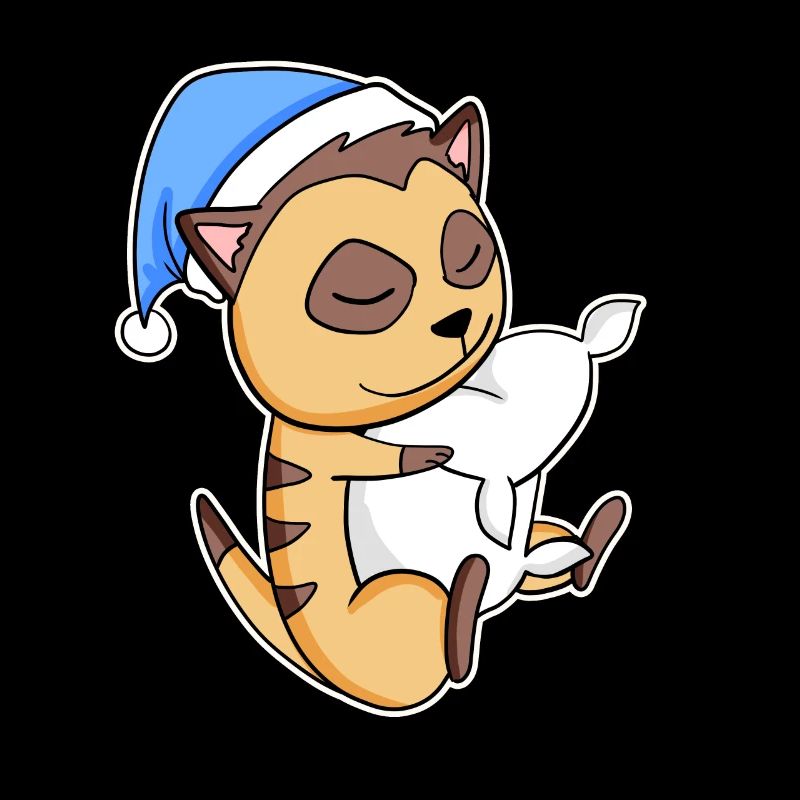 Meerkat with pillow and sleepy cap