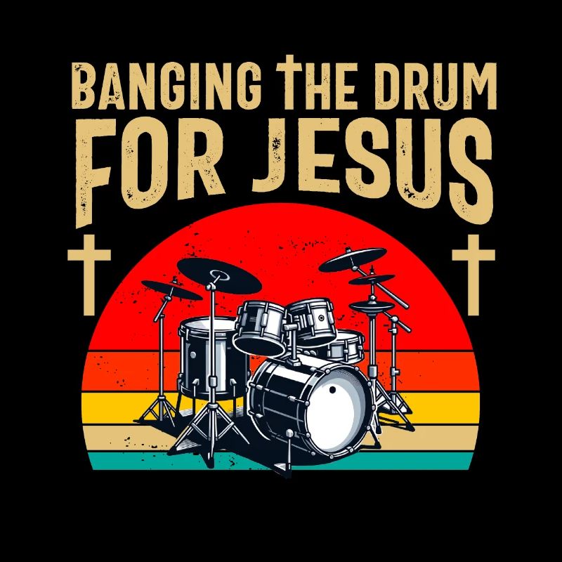 Christian Drummer Drum Player Stick Men Jesus