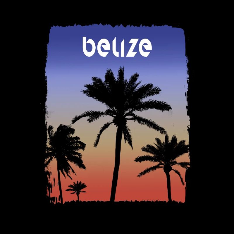 Belize Sunset Vacation Souvenir Palm Tree