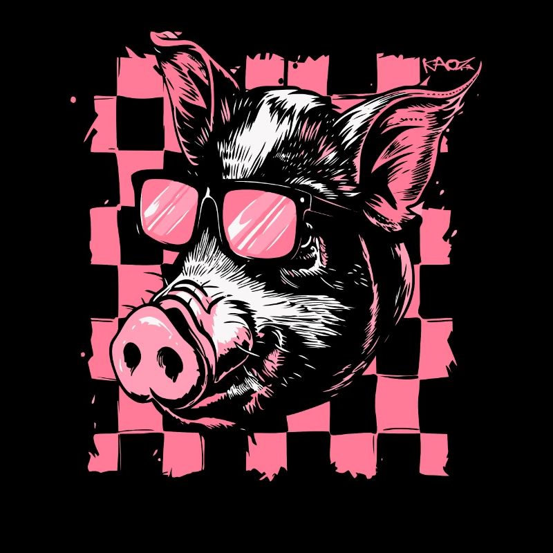Cochon de drapeau à damier cool