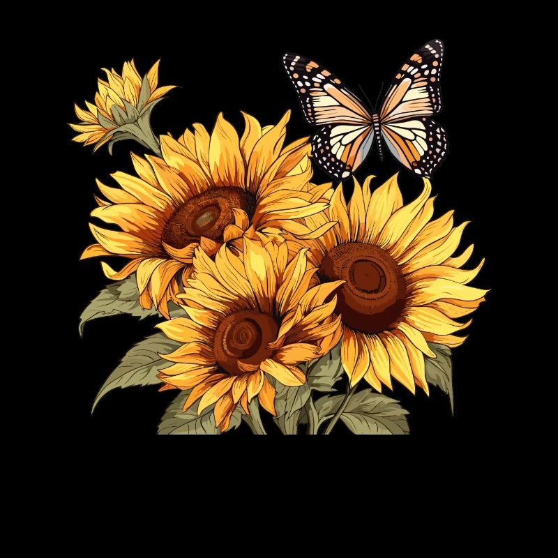 Sunflowers with butterfly