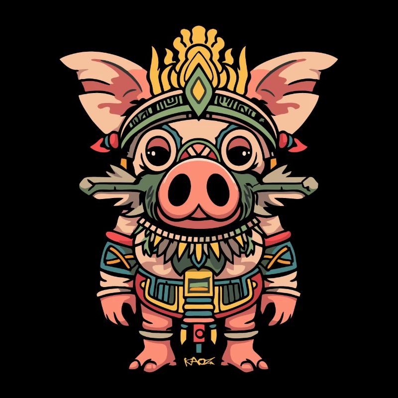 Cochon aztèque maya mignon drôle