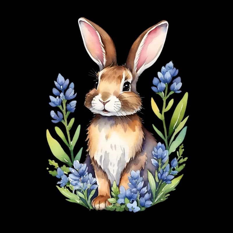 Texas bluebonnets bunny