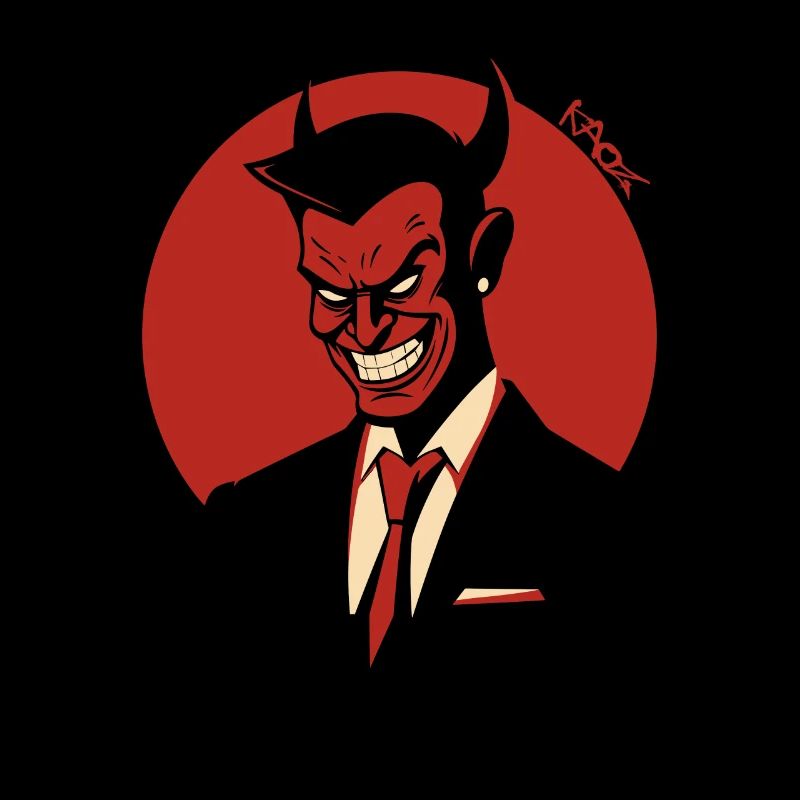 Satan Teufel: Ein Logo eines bösen Konzern