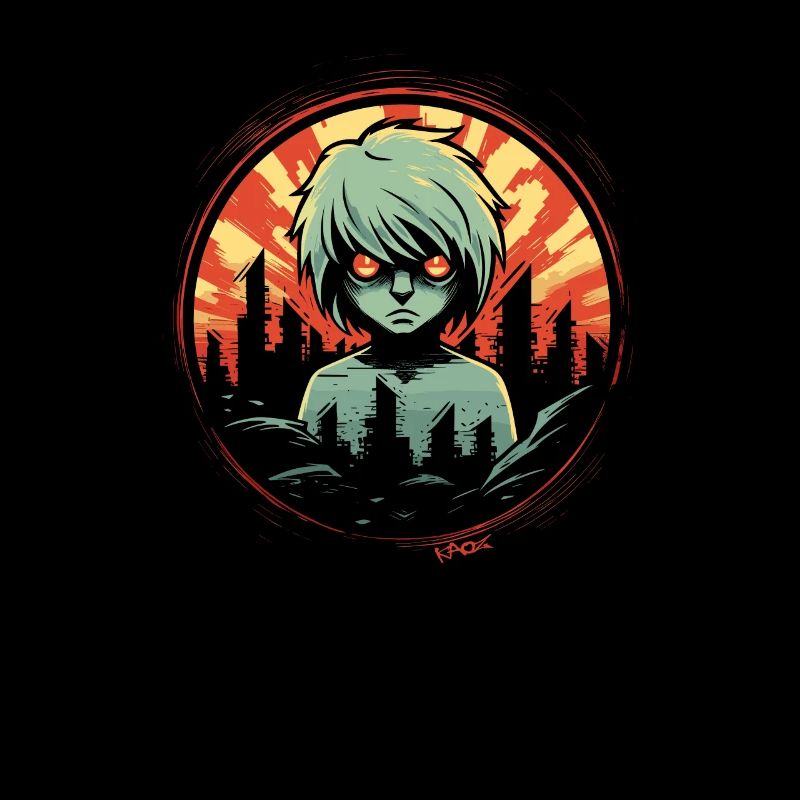Dessin animé vert Anime Garçon