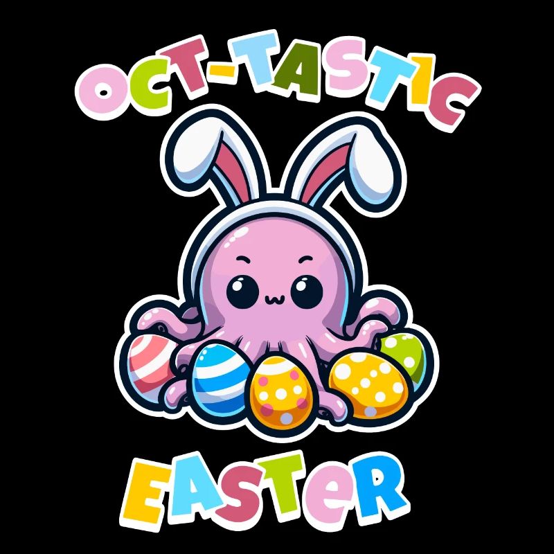 Happy Easter with funny octopus